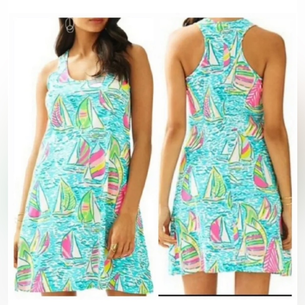Lilly Pulitzer Melle Trapeze Tank Dress Pop Up Gotta Regatta Size S Racerback